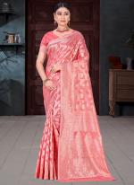 Cotton Light Pink Festival Wear Weaving Saree